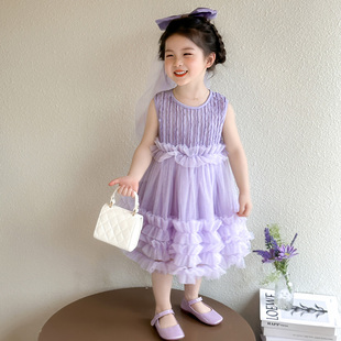 女生潮范潮宝精致服装 儿童连衣裙夏纱裙新款 亲肤韩范甜美夏天甜酷