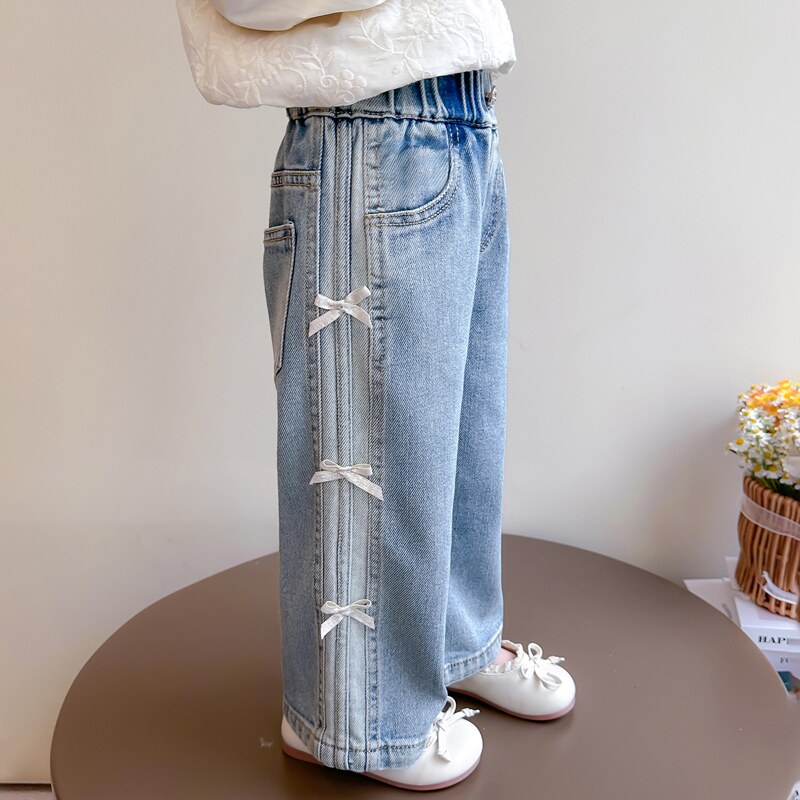 儿童黑色牛仔裤女服装新品ins风萌娃百搭中小童早秋洋气小众女生