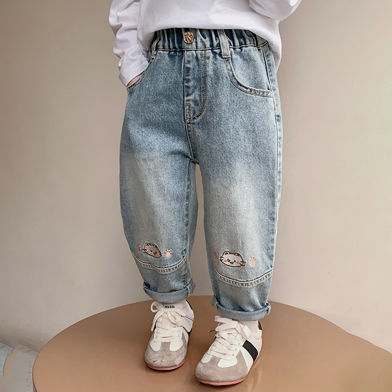 女童牛仔裤秋2025新款洋气中小童女孩裤子搭配超好看炸街潮款简约