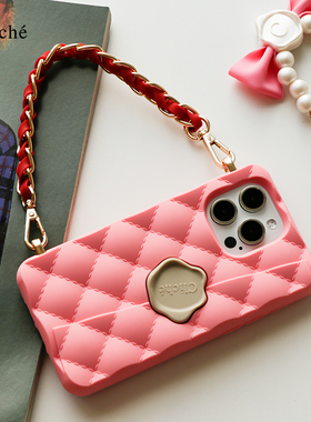 CLICHE 手机壳适用iPhone15ProMAX 高级时尚 女新款 苹果 外壳 手提斜跨挂绳保护套软硅胶手机壳