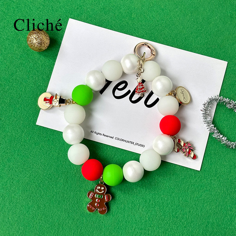 CLICHE 原创手机脸 圣诞个性时尚清新白色硅胶手机壳配件挂机挂链