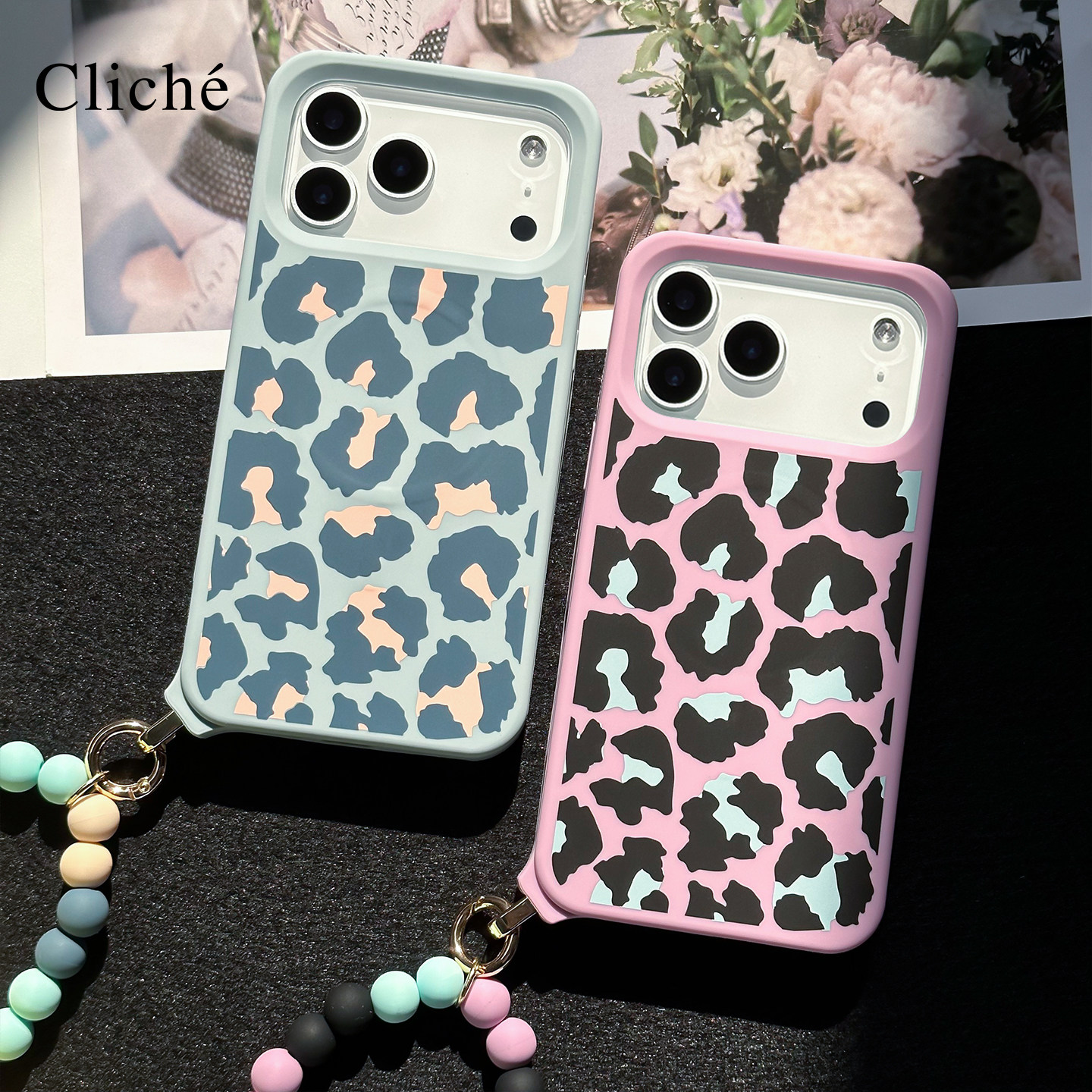 CLICHE 手机壳 原创个性通用清新色彩豹纹适用于iPhone17ProMax软硅胶手提手机壳保护套