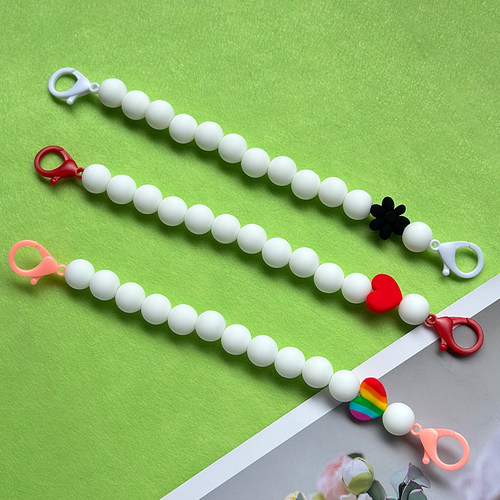 CLICHE手机壳配件时尚个性白色/彩色硅胶珠手提链条挂饰