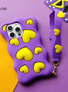 CLICHE 手机壳适用iPhone15ProMAX 高级 苹果外壳女新款可爱软硅胶 防摔手提保护套挂绳手机壳