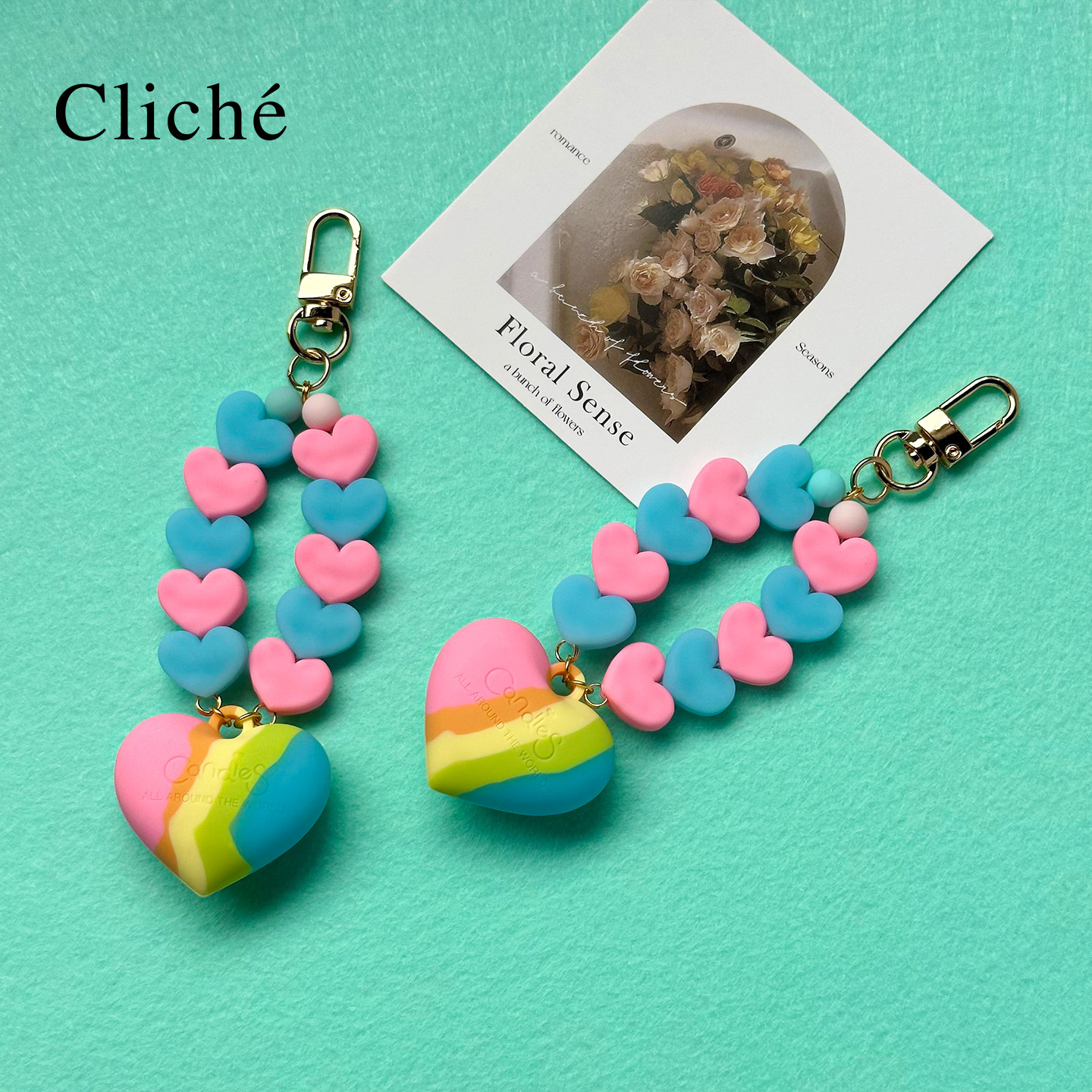 CLICHE 手机壳挂件原创女生通用清新个性彩虹爱心手机挂饰限量