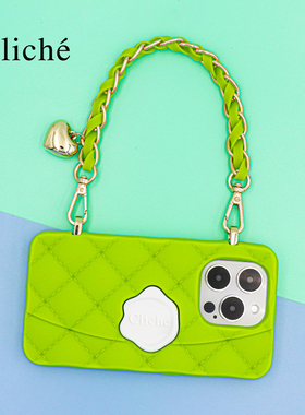 CLICHE 手机壳 适用iPhone14/pro/MAX女新款苹果高级硅胶防摔ins手提带斜挎ins清新保护套软壳