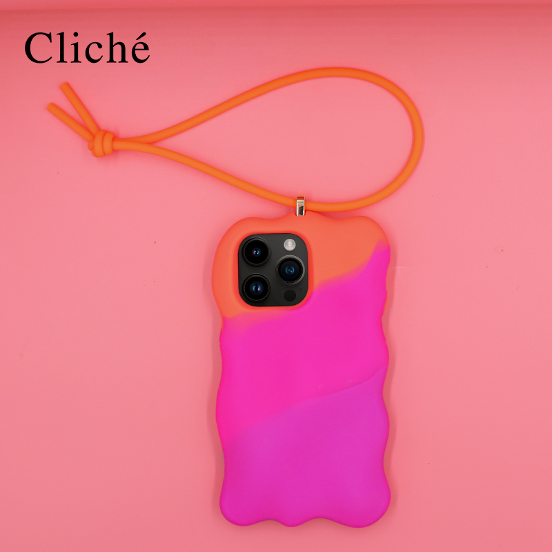 CLICHE 手机壳适用iPhone14/pro/MAX苹果13原创女新款渐变高级硅胶防摔ins风斜挎手提小众软保护手机套软壳