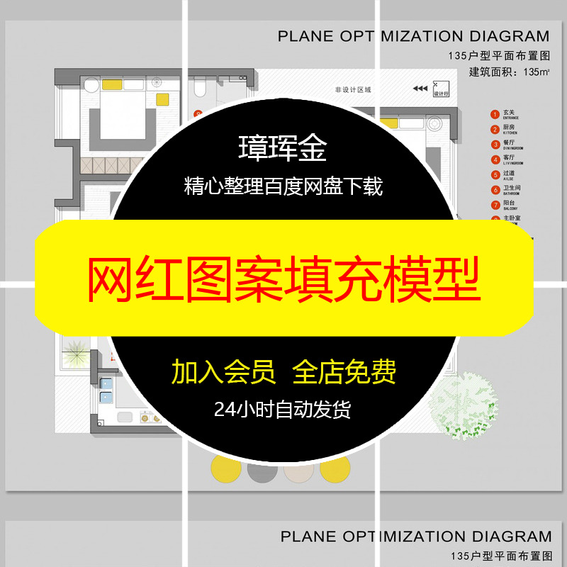 拼贴总平面园林植物后期规划草地彩平图PS铺装素材小清新模型bl34