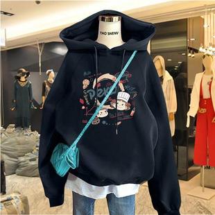 宽松连帽加绒加厚冬 薄款 韩国明星同款 甜辣系卫衣女2025年春秋新款