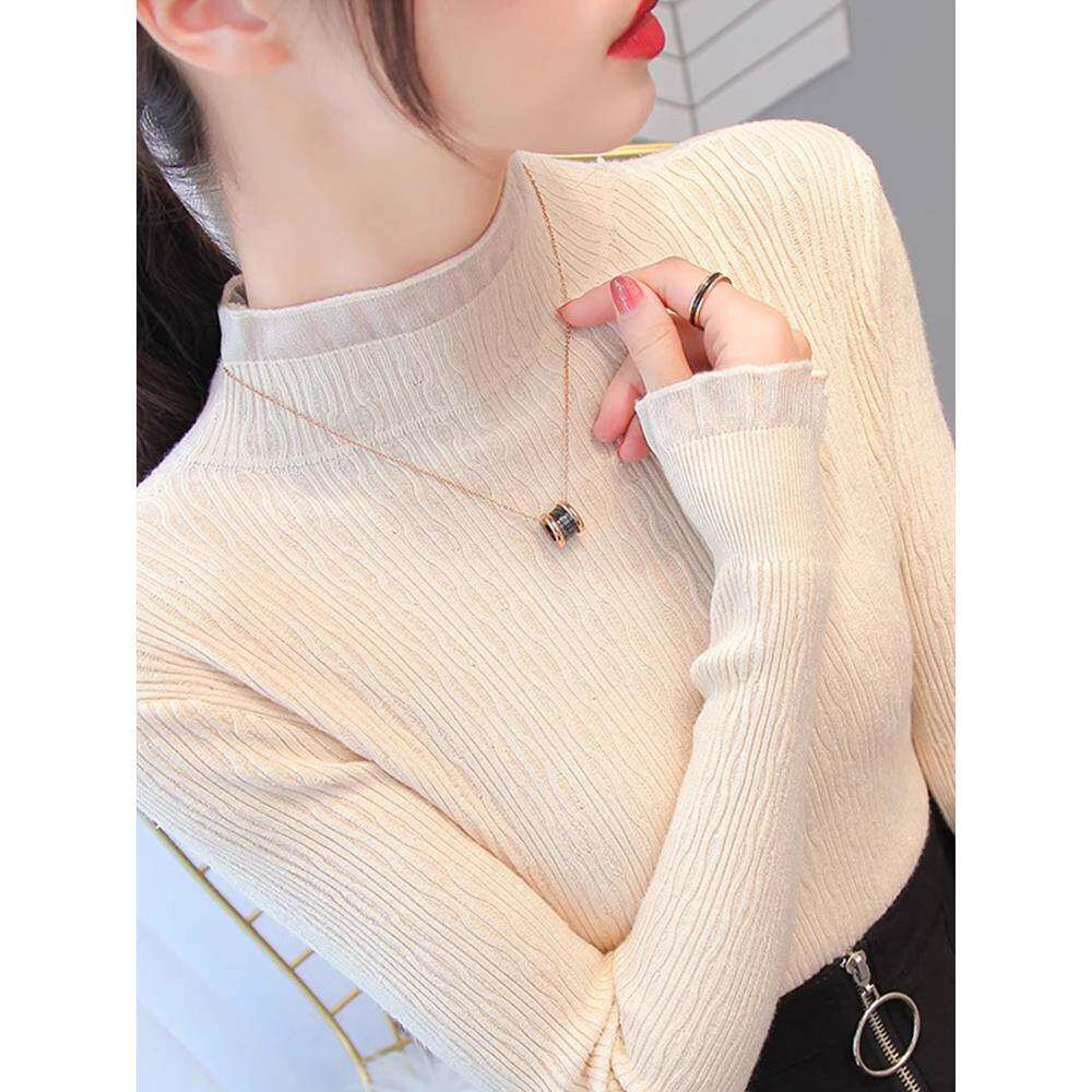 欧洲站半高领打底衫女长袖薄款2025年春秋冬季新款时尚内搭针织衫