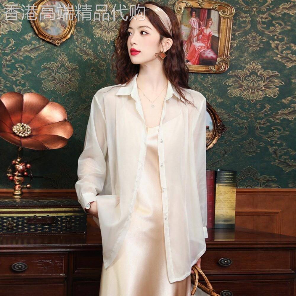 2026夏季新款国风长袖防晒衬衫女凉感空调衫开衫雪纺外搭上衣外套