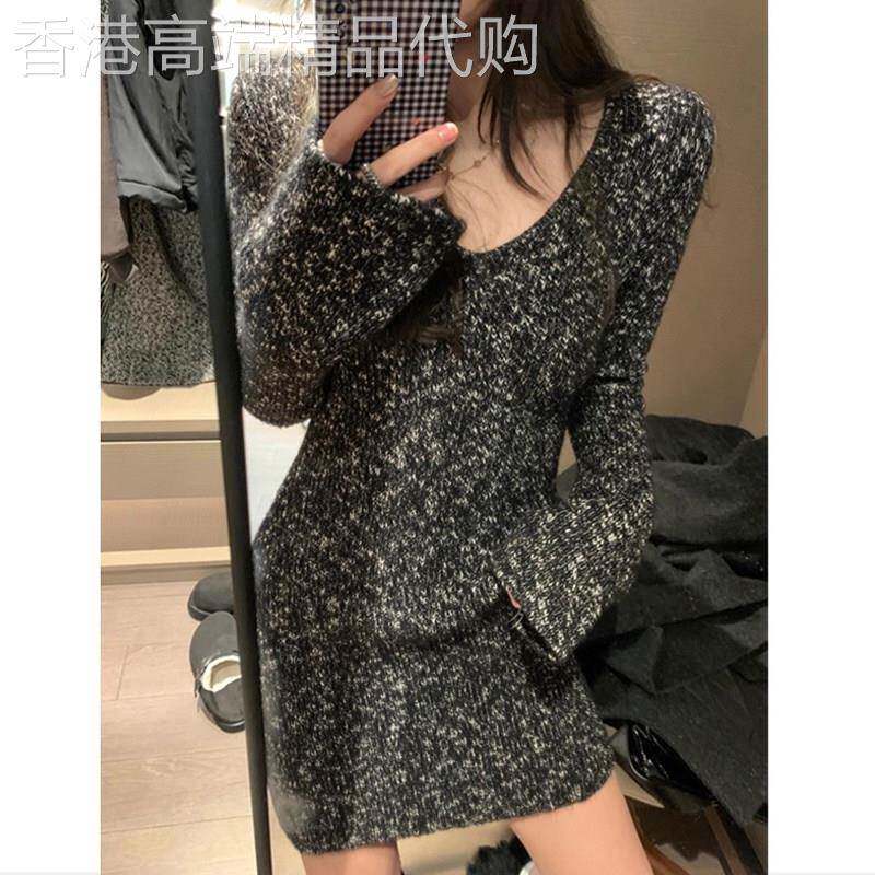 配大衣的加厚毛衣裙女秋冬欧货今年流行裙子漂亮独特针织连衣裙