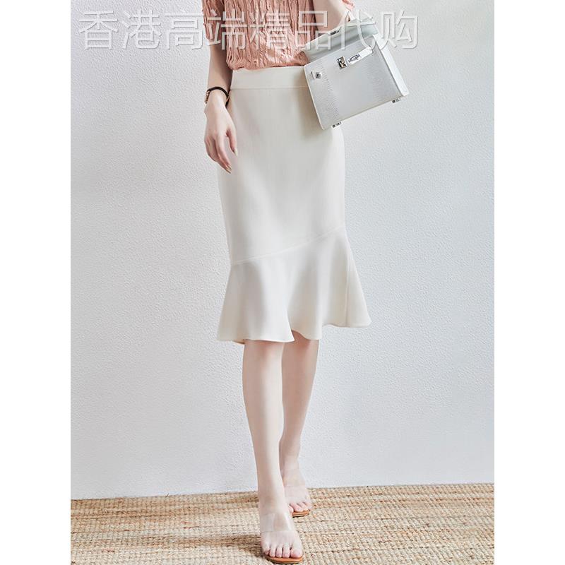 潮牌高腰醋酸鱼尾半身裙女夏季2025新款小个子显瘦荷叶摆包臀半裙