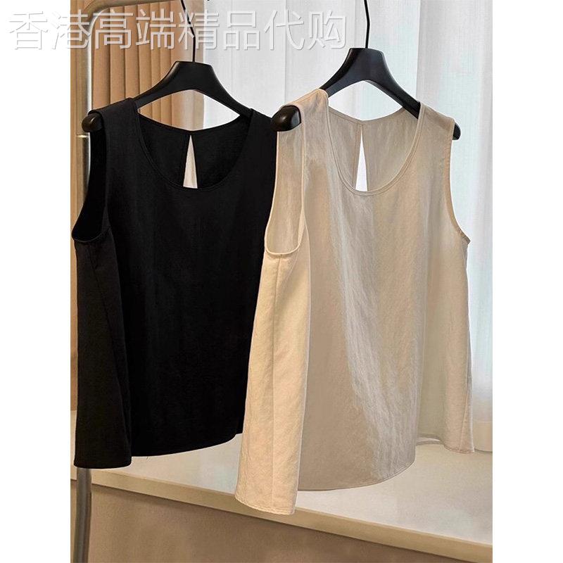 老钱风白色亚麻棉麻吊带背心女夏外穿西装内搭休闲宽松无袖上衣