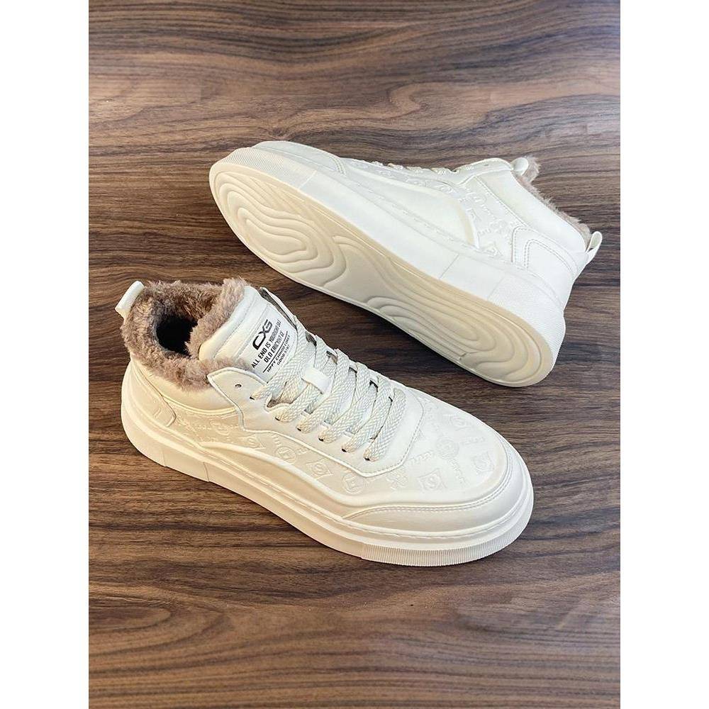 高帮男鞋冬季2025新款加绒加厚棉鞋男士雪地靴保暖大棉真皮板鞋潮