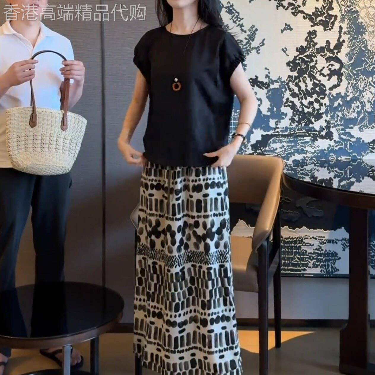 韩系波点印花休闲半身裙女夏季新款宽松显瘦洋派百搭减龄中长裙子