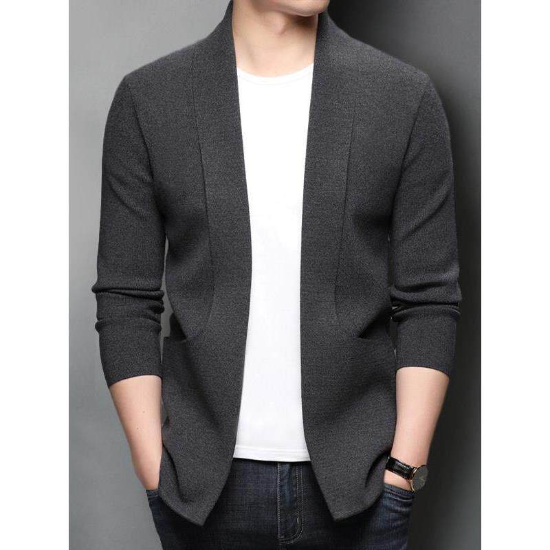 秋冬季针织羊绒开衫男毛衣韩版时尚商务休闲高端羊毛纯色男士外套