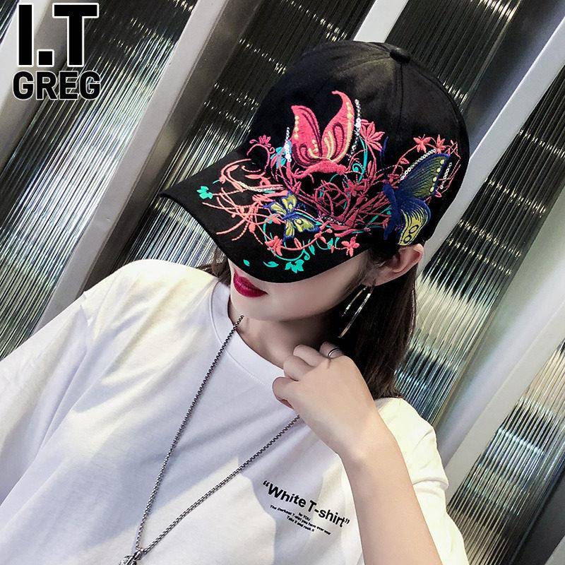 香港I.Tgreg帽子女韩版百搭鸭舌帽新款刺绣黑色嘻哈遮阳帽棒球帽