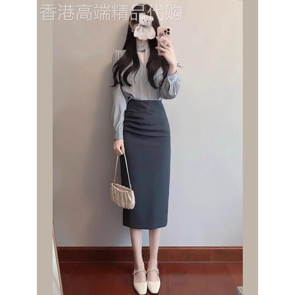 时尚套装女春秋2025新款韩版高级感长袖衬衫包臀半身裙气质两件套
