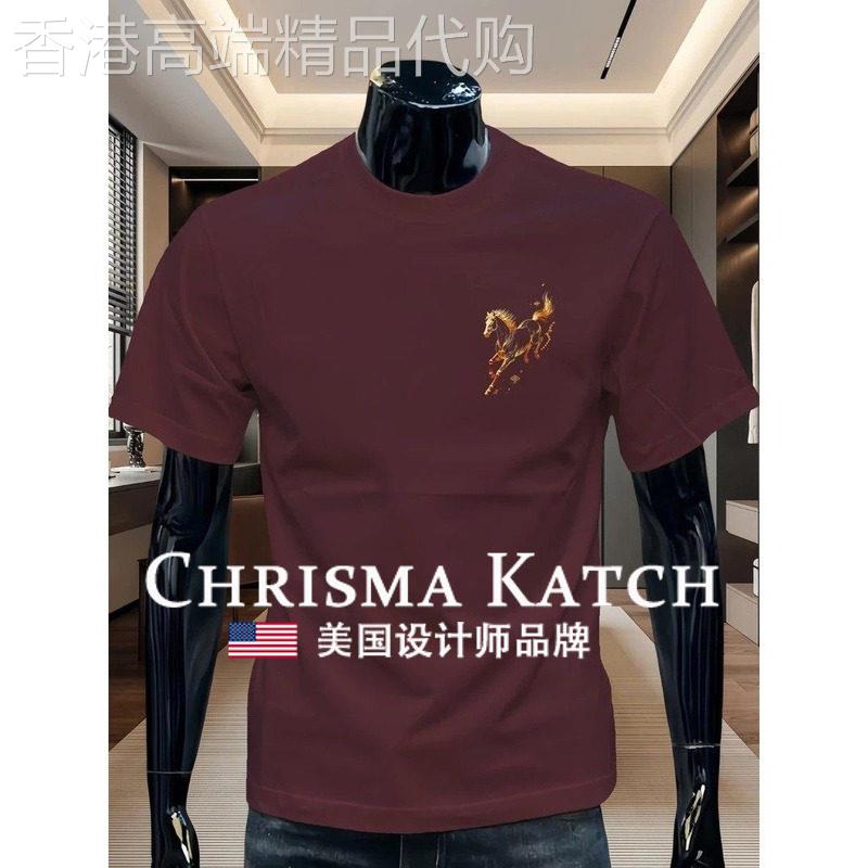 出口美国Chrisma Katch~红色t恤男短袖圆领体恤半袖上衣