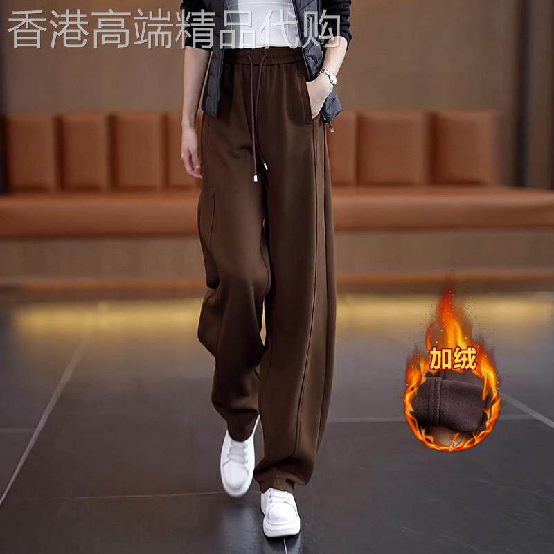 香蕉裤女2025新款秋冬加绒高腰显瘦休闲运动棉裤宽松阔腿弯刀裤子
