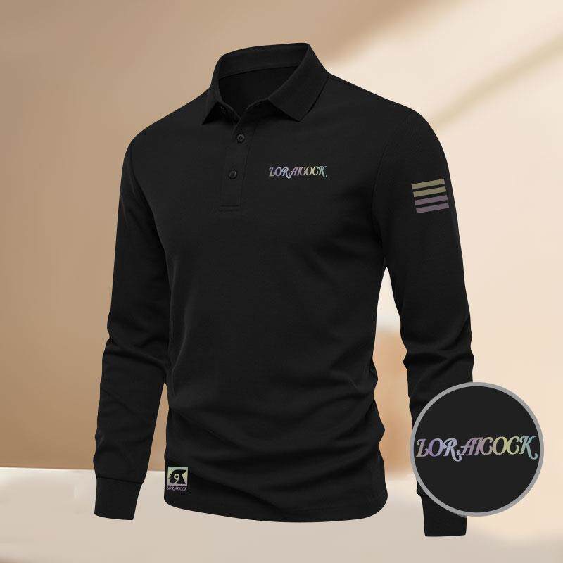高端纯棉长袖POLO衫男秋季新款商务翻领男士潮流百搭休闲T恤上衣