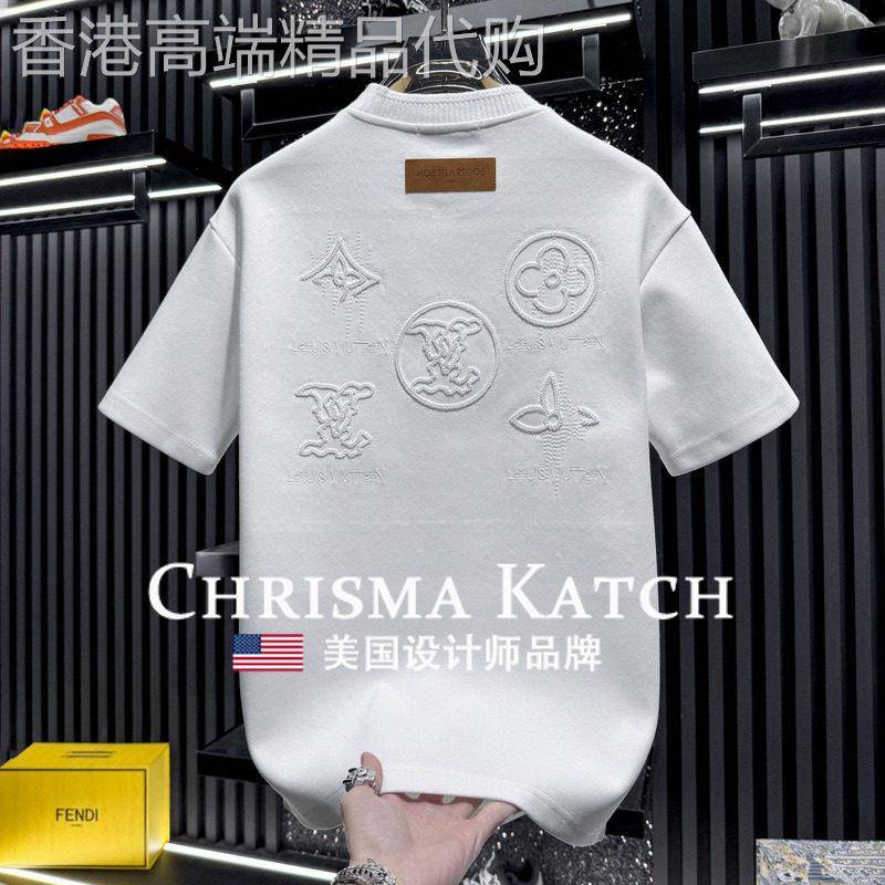 出口美国⭐Chrisma Katch~高端刺绣圆领短袖T轻奢半袖T恤上衣