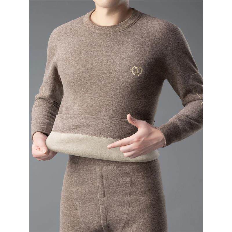 MAROLIO2025秋冬保暖内衣加绒加厚衣秋裤套装男款上衣可外穿