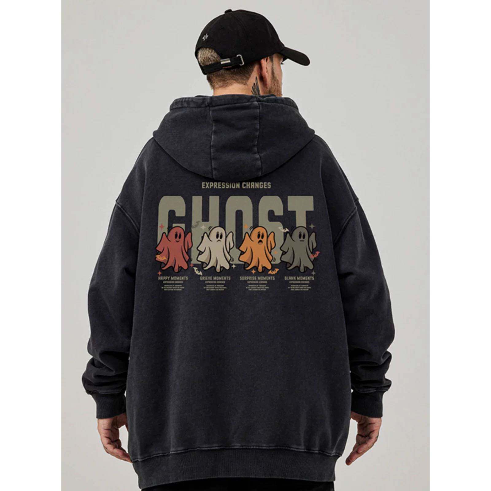 香港潮牌重磅美式覆古大码卫衣男连帽纯棉水洗做旧高街加绒春秋款