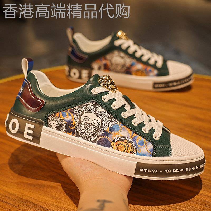 香港专柜欧洲站奢侈品潮牌小白鞋轻奢真皮平板鞋休闲百搭透气男鞋