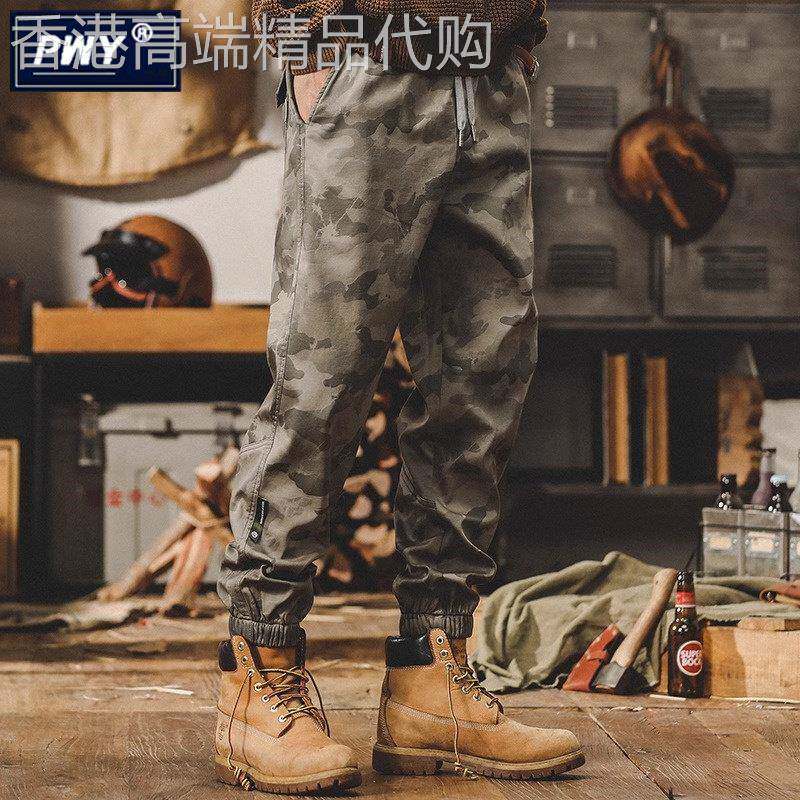 潮牌美式重磅迷彩工装裤男春秋季2025新款宽松束脚户外登山休闲裤