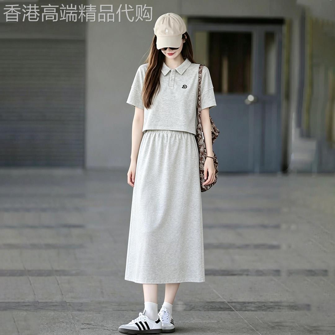 气质灰色上衣半身裙子两件套女2026夏季小个子高级感巨好看一整套