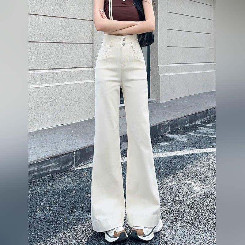 潮牌微喇牛仔裤女2026春秋新款高腰显瘦宽松垂感阔腿拖地喇叭裤