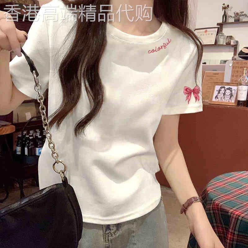 白色正肩短袖T恤女2026夏季新款韩版设计感修身显瘦洋派上衣ins潮