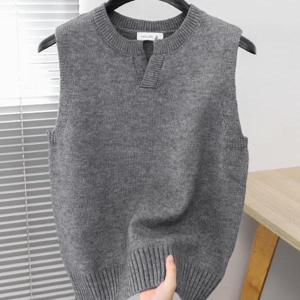 Home Daily~针织衫马甲背心男日系打底内搭春秋休闲V领无袖上衣男