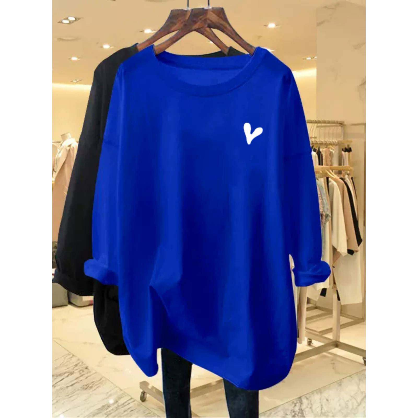 韩国2025新款纯棉内装Klein蓝色宽松中长女式t恤