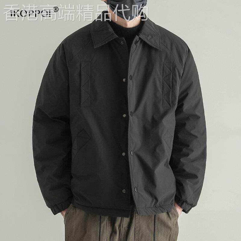 潮牌工装棉服男士秋冬季宽松翻领防寒服日系简约加厚保暖棉衣外套