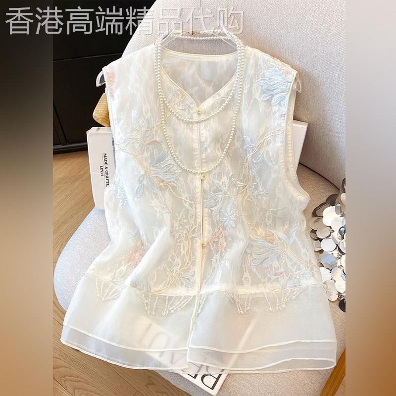 潮牌新中式国风女款马甲薄款刺绣背心夏季高级感时尚外穿马夹上衣