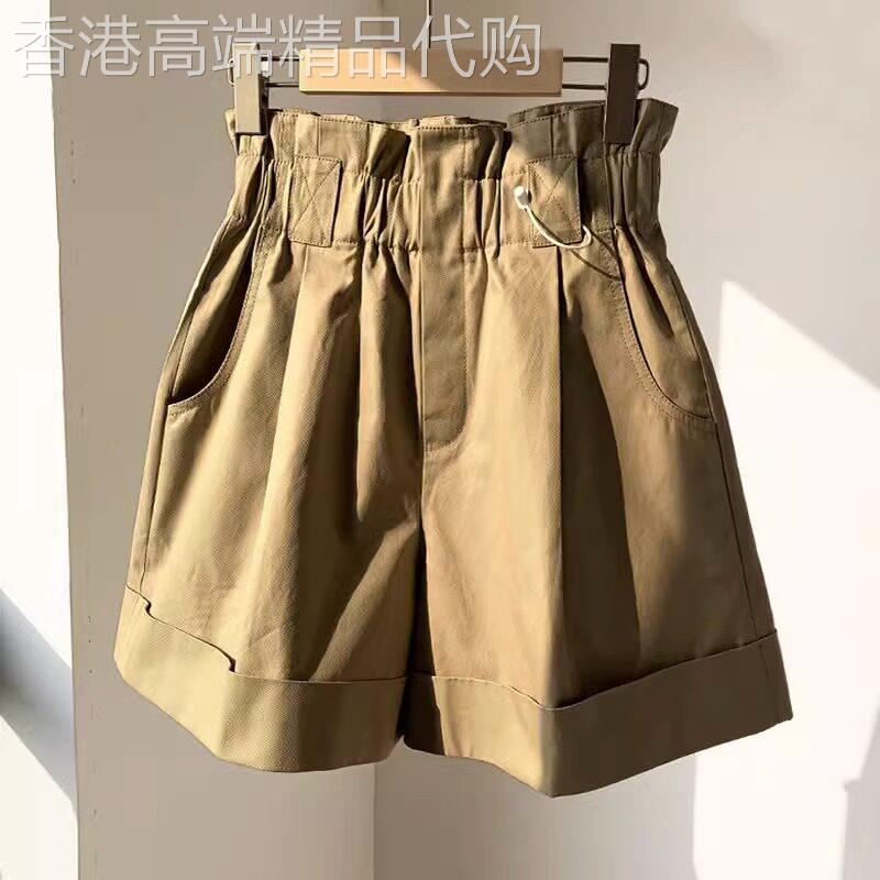 工装短裤女夏季薄款2026年新款高腰a字宽松大码休闲阔腿花苞热裤