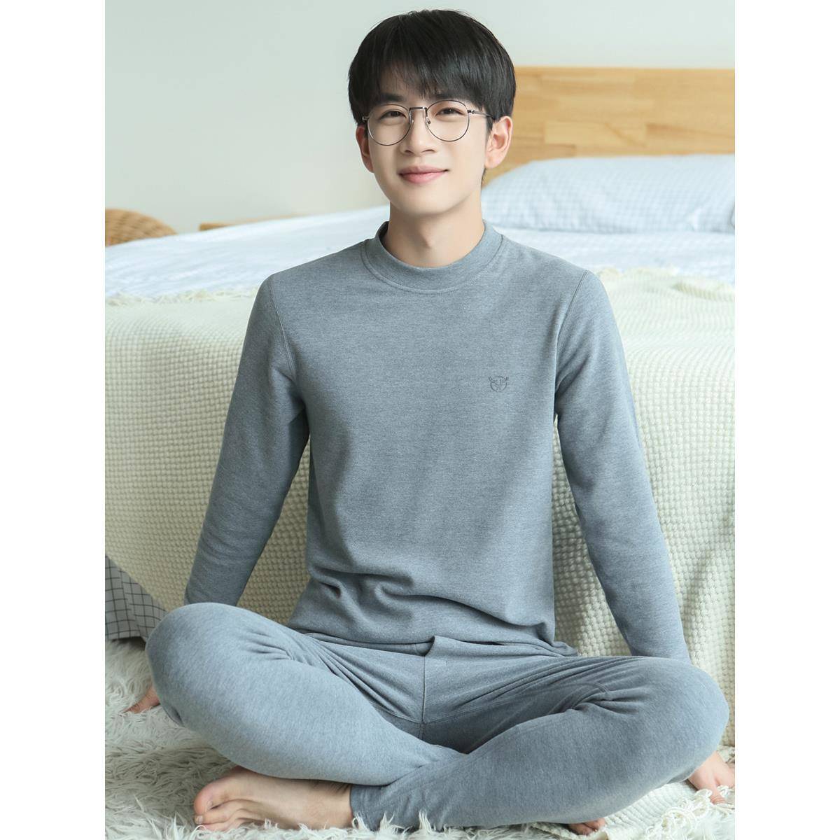 2025秋冬季德绒保暖内衣套装无痕男士秋衣秋裤保暖棉毛衫发热衣服