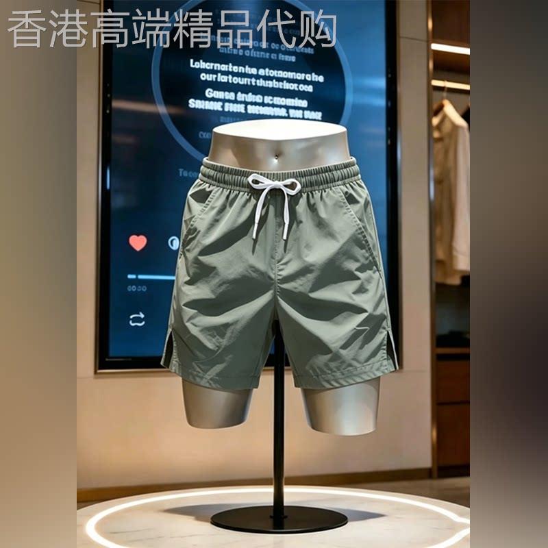 轻奢男士军绿色速干四分短裤2026夏季凉感五分裤跑步专用沙滩裤