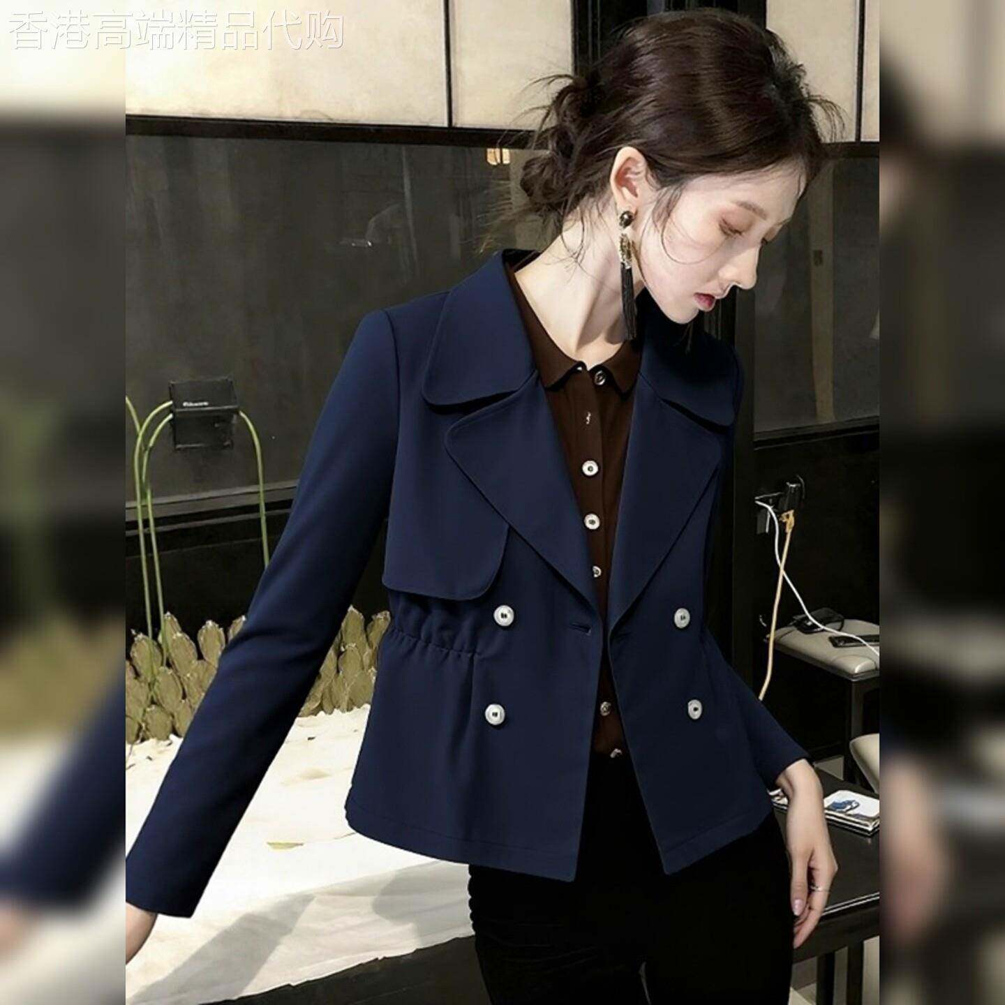 2026春季新款时髦设计感风衣外套复古收腰短款小个子通勤修身上衣