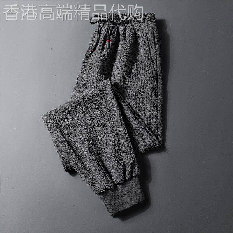 MK男士休闲裤夏季薄款亚麻裤子加肥大码宽松棉麻束脚运动裤男款
