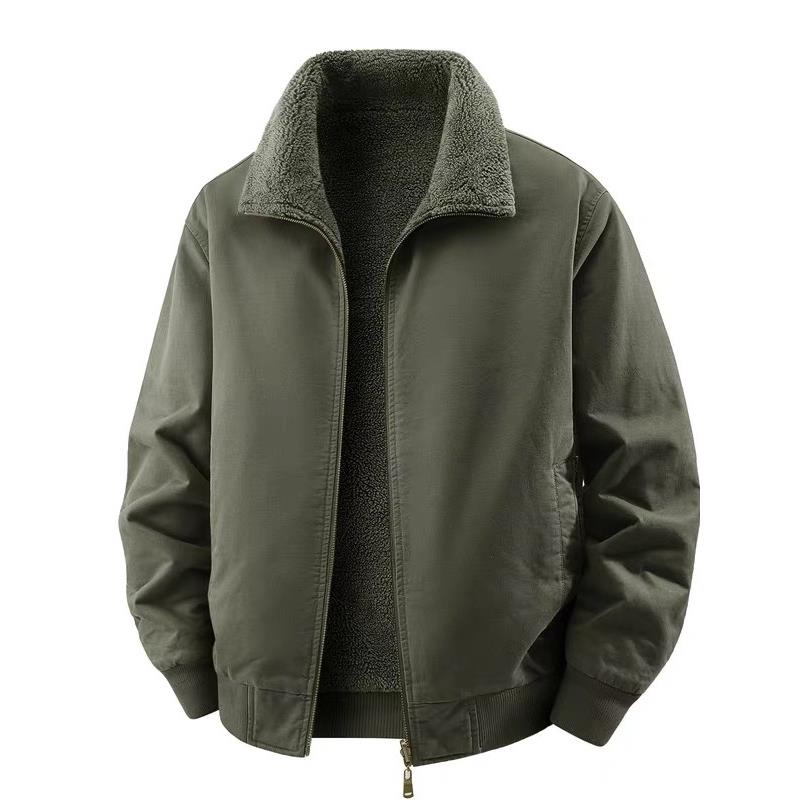 Mostarsea~秋冬季加绒加厚夹克男士纯棉双面穿多口袋宽松工装外套