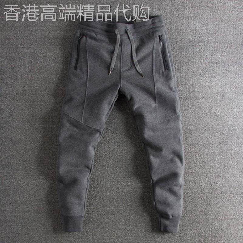 卫裤男加绒加厚秋冬潮小脚2026拼接运动休闲裤口袋拉链重磅保暖裤