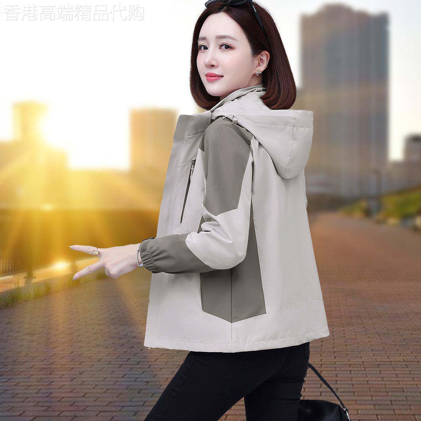 潮牌短款冲锋衣外套女士2026春秋新款流行休闲百搭妈妈防风夹克