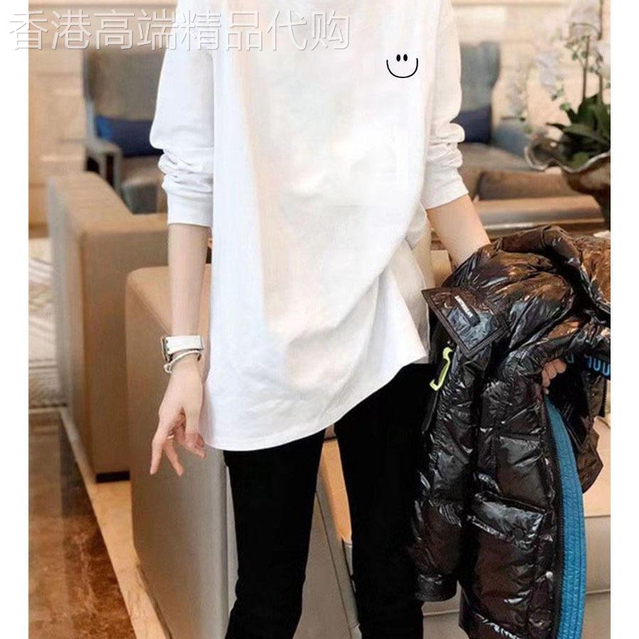 韩国白色T恤女长袖2026春秋新款叠穿棉质内搭遮屁股中长版打底衫