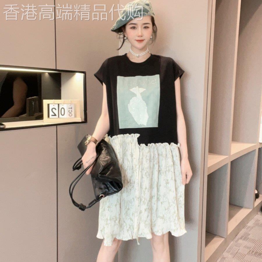 【现货】洋装2025新款女裙小个子设计感印花拼接碎花裙子欧洲站