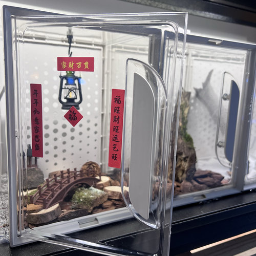睫角守宫饲养箱爬宠盒加厚开门