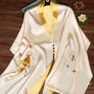 披肩女真丝桑蚕丝春秋手工苏绣妈妈款礼物苏州丝绸旗袍外搭带盘扣